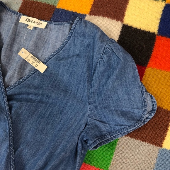 ❗️SOLD❗️ indigo dyed denim chambray wrap dress🌻 - Picture 4 of 9